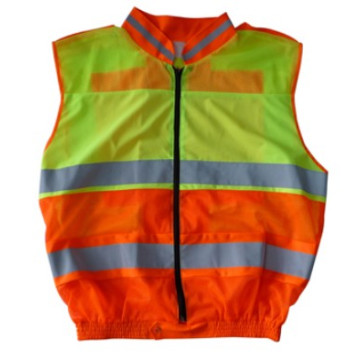 Reflective Safety Vest, Stand Collar, Closed with Zipper